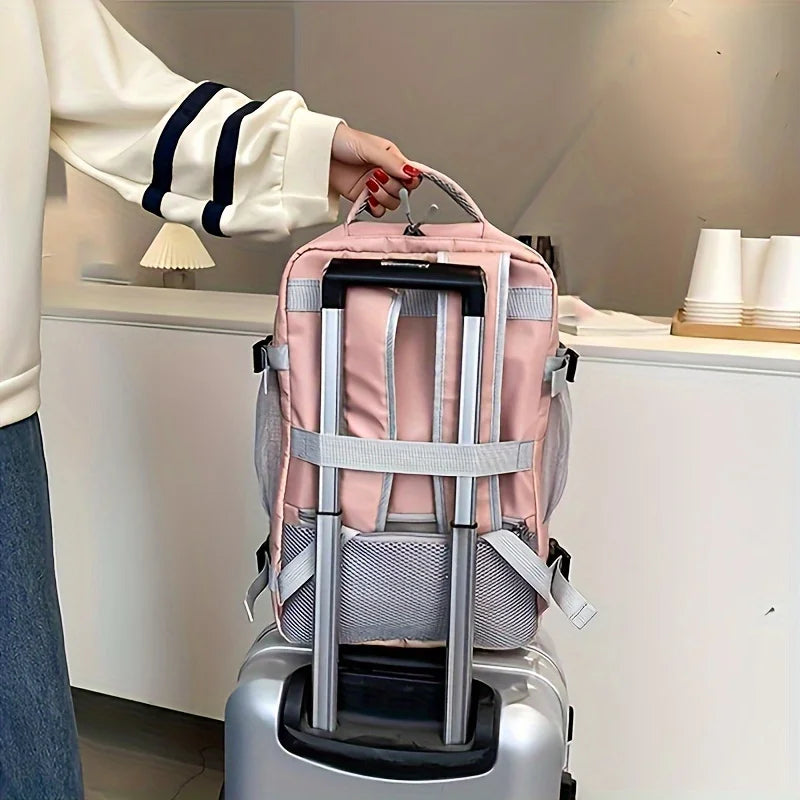 Sac à Dos Rose Pâle et Gris Fonctionnel