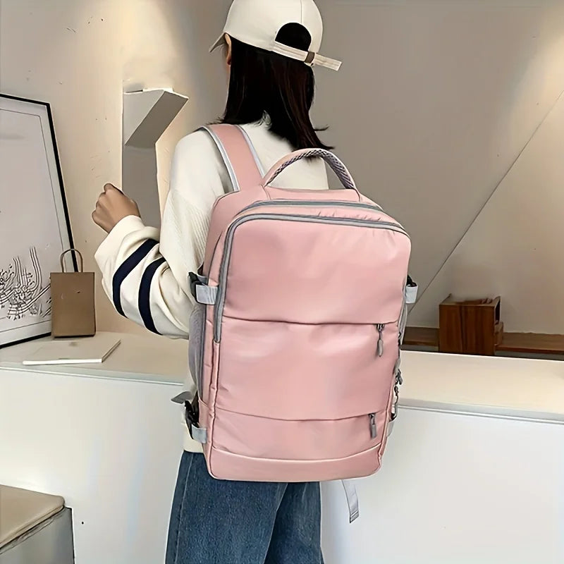 Sac à Dos Rose Pâle et Gris Fonctionnel