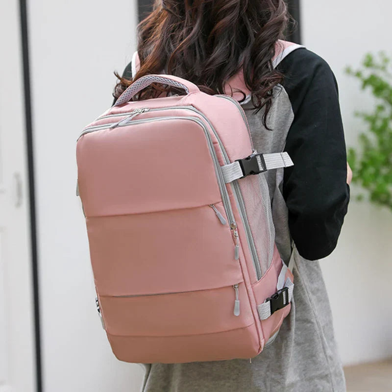 Sac à Dos Rose Pâle et Gris Fonctionnel