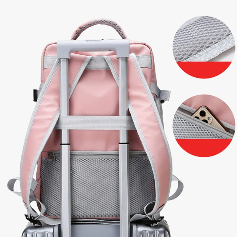 Sac à Dos Rose Pâle et Gris Fonctionnel