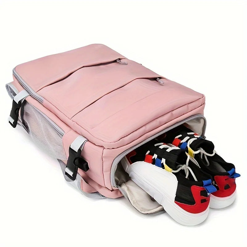 Sac à Dos Rose Pâle et Gris Fonctionnel