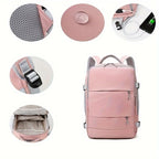 Sac à Dos Rose Pâle et Gris Fonctionnel