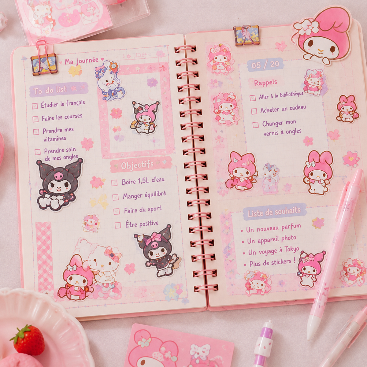 Planche de Stickers Sanrio Colorés