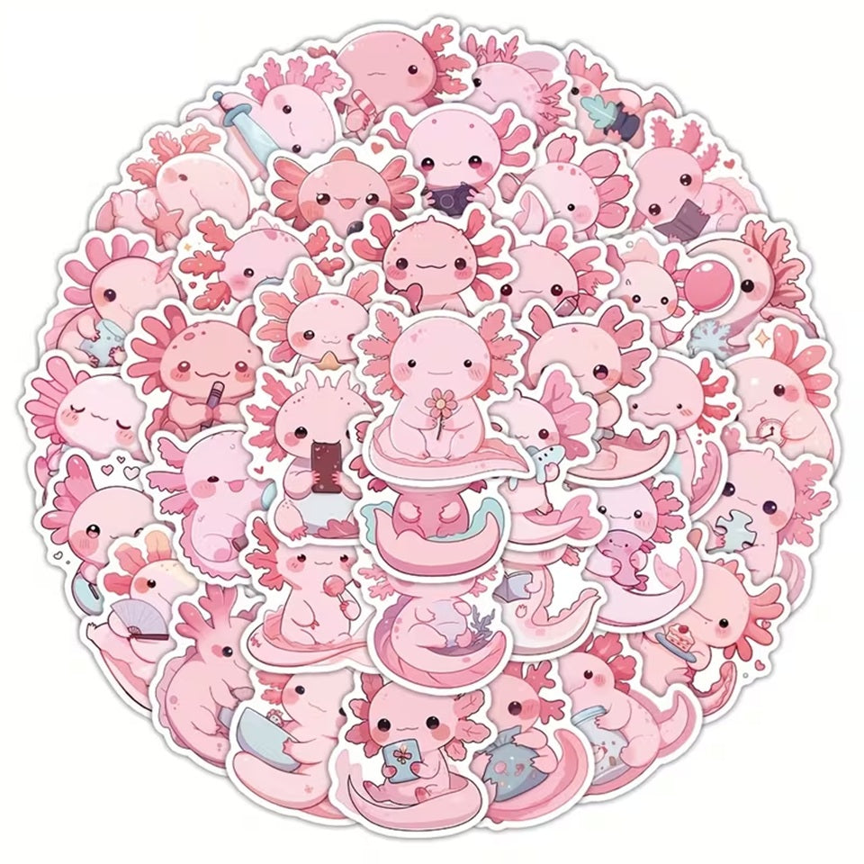 Lot de 2 Planches Stickers Axolotl
