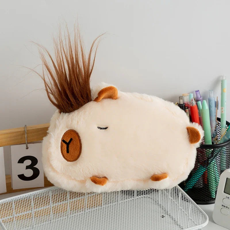 Trousse peluche capybara kawaii dessin animé pour étudiants - Câlin Kawaii