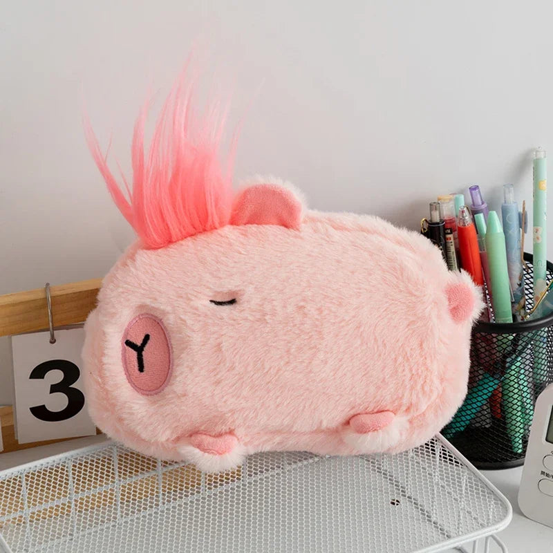 Trousse peluche capybara kawaii dessin animé pour étudiants - Câlin Kawaii