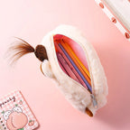 Trousse en Peluche Capybara Beige à Queue de Cheval