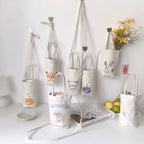 Mini Sac à Bandoulière en Toile Écru Imprimé Agneau