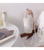 Mini Sac à Bandoulière en Toile Écru Imprimé Agneau