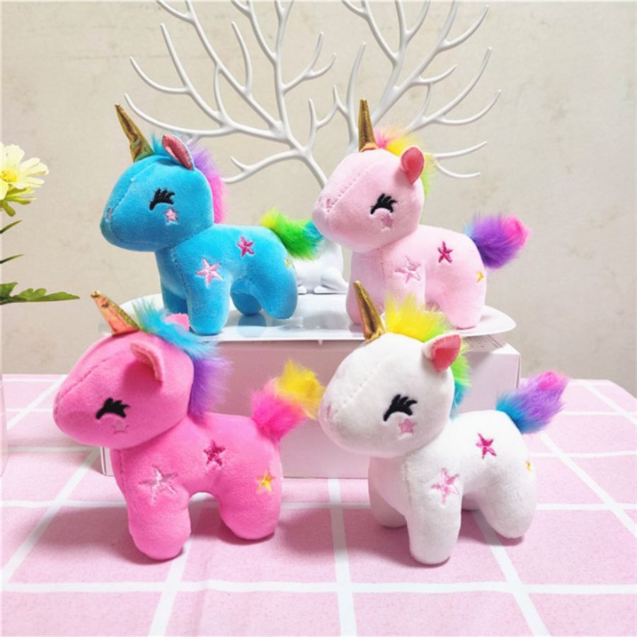 Porte-Clés Peluche Licorne Pastel et Arc-en-Ciel
