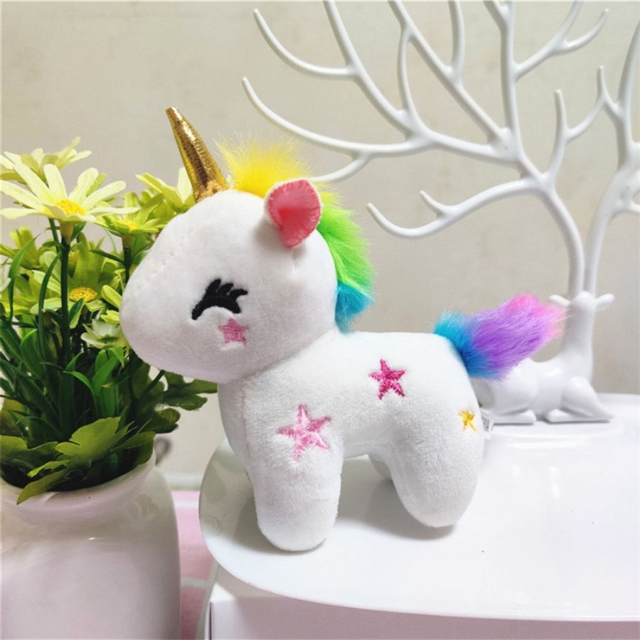 Porte-Clés Peluche Licorne Pastel et Arc-en-Ciel