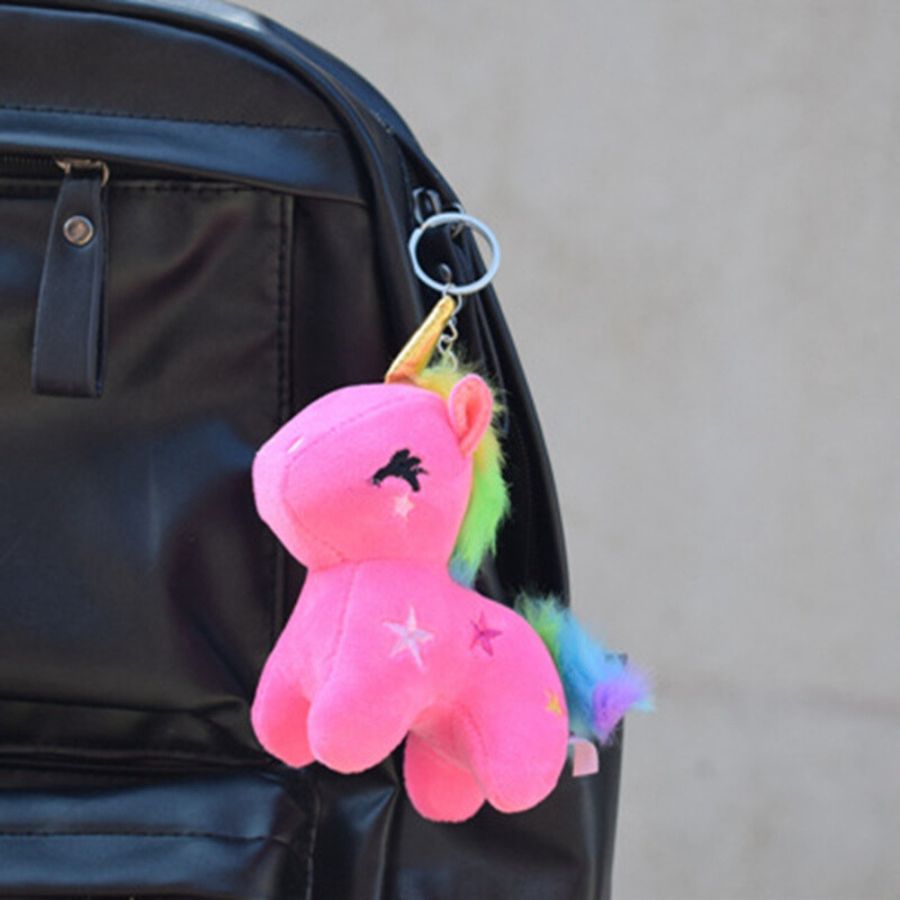 Porte-Clés Peluche Licorne Pastel et Arc-en-Ciel