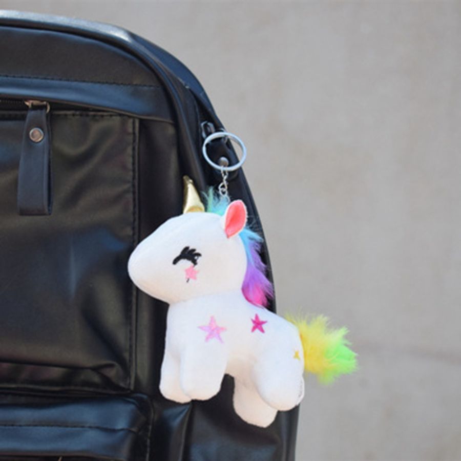 Porte-Clés Peluche Licorne Pastel et Arc-en-Ciel