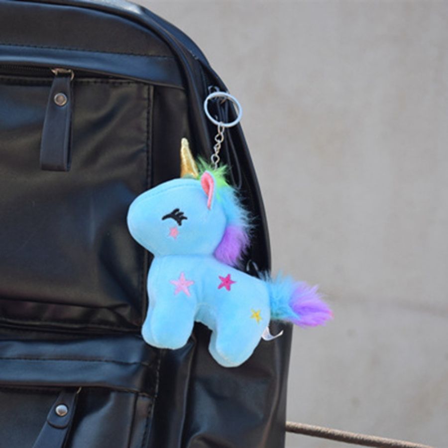 Porte-Clés Peluche Licorne Pastel et Arc-en-Ciel