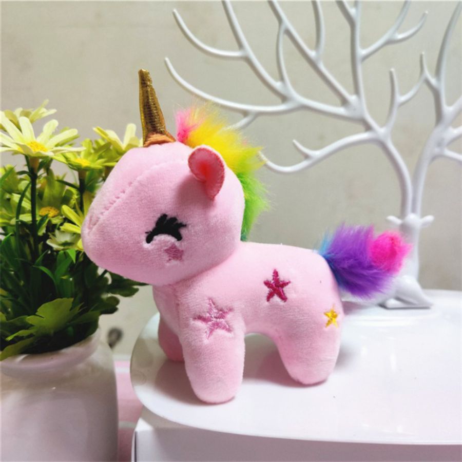 Porte-Clés Peluche Licorne Pastel et Arc-en-Ciel