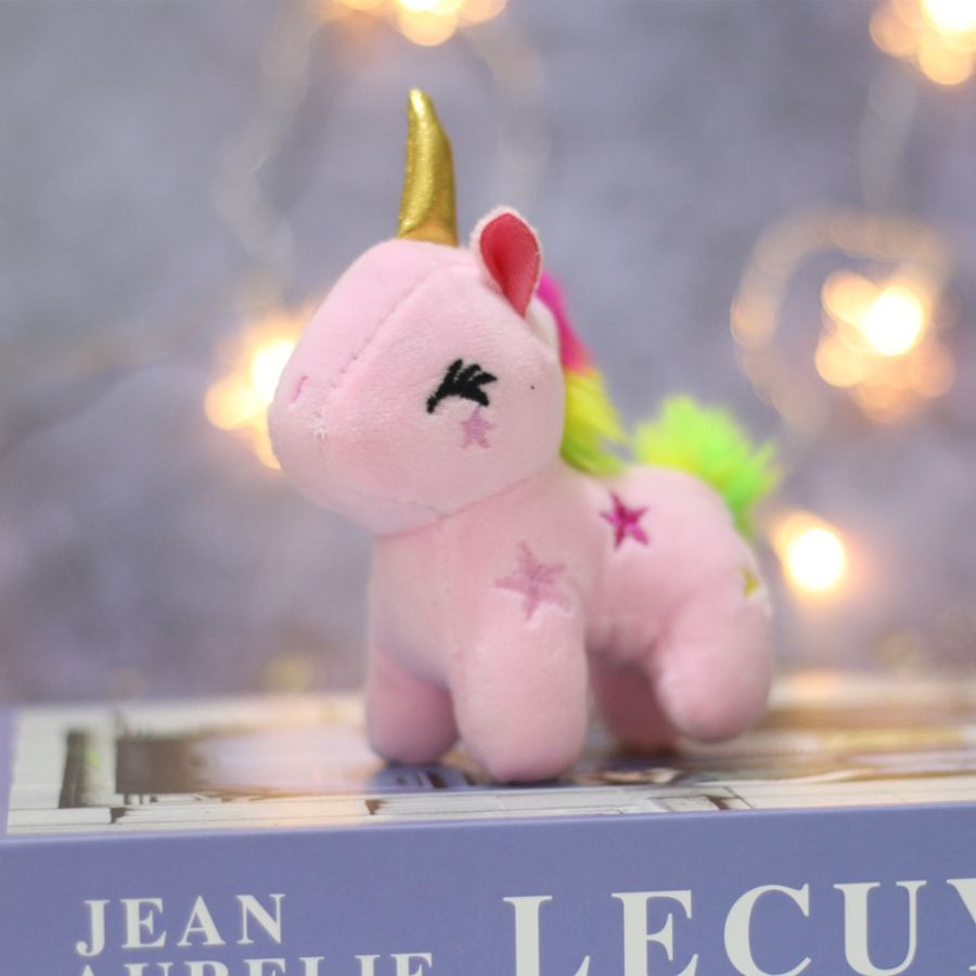 Porte-Clés Peluche Licorne Pastel et Arc-en-Ciel