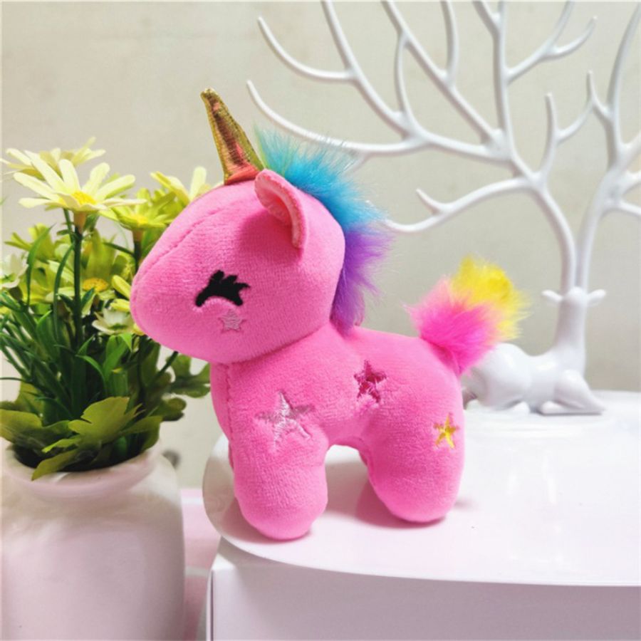 Porte-Clés Peluche Licorne Pastel et Arc-en-Ciel