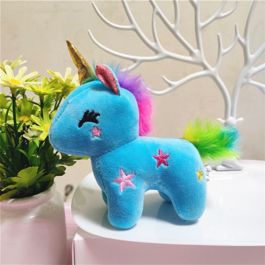 Porte-Clés Peluche Licorne Pastel et Arc-en-Ciel