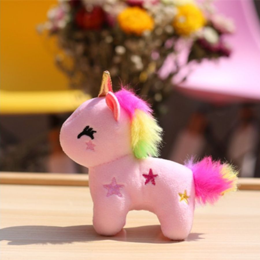 Porte-Clés Peluche Licorne Pastel et Arc-en-Ciel