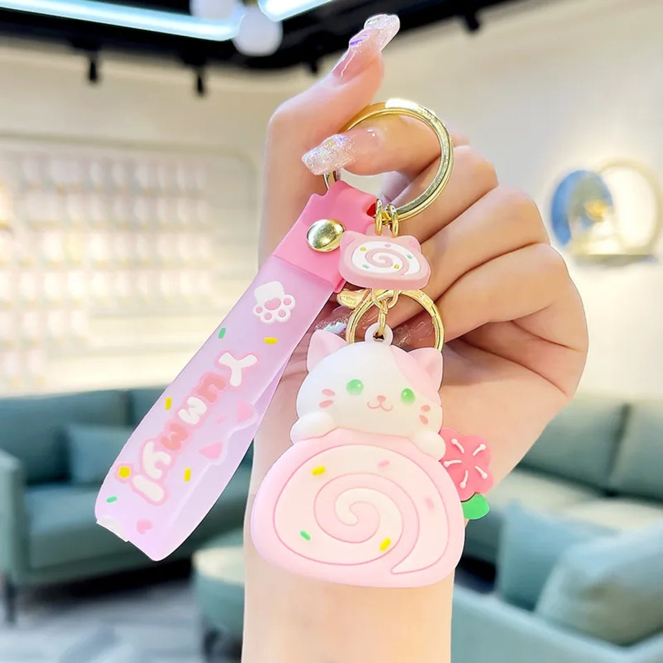 Porte-clés Chat Gâteau Mignon