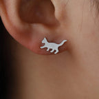 Boucles d'Oreilles Asymétriques Chats en Argent