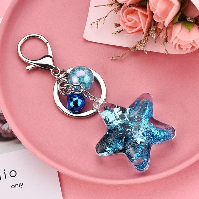 Porte-clés étoile avec sable mouvant et paillettes - Câlin Kawaii
