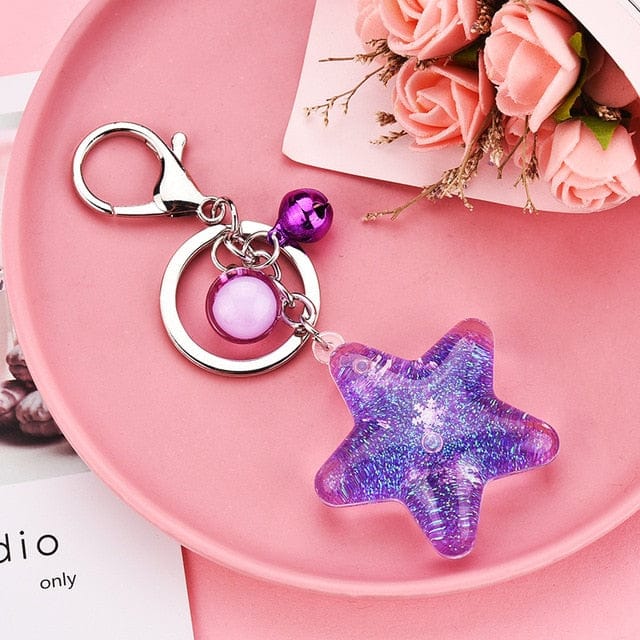 Porte-clés étoile avec sable mouvant et paillettes - Câlin Kawaii