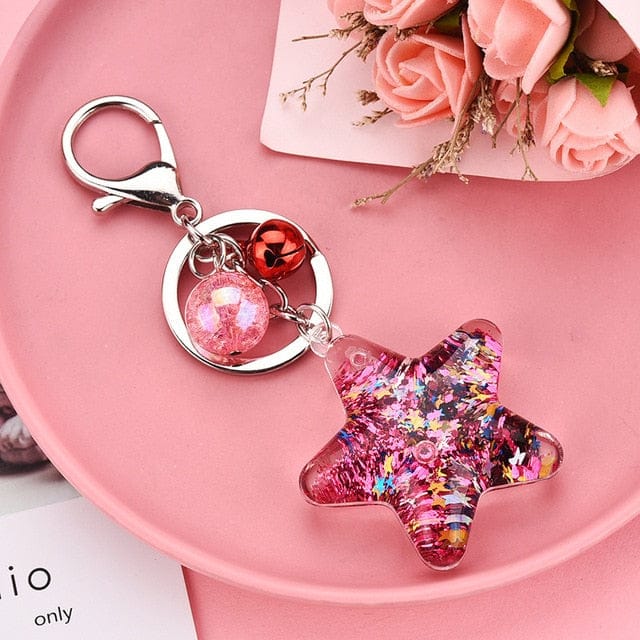Porte-clés étoile avec sable mouvant et paillettes - Câlin Kawaii