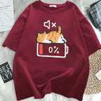 T-shirt loose femme motif chat rétro confortable été S-5XL - Câlin Kawaii