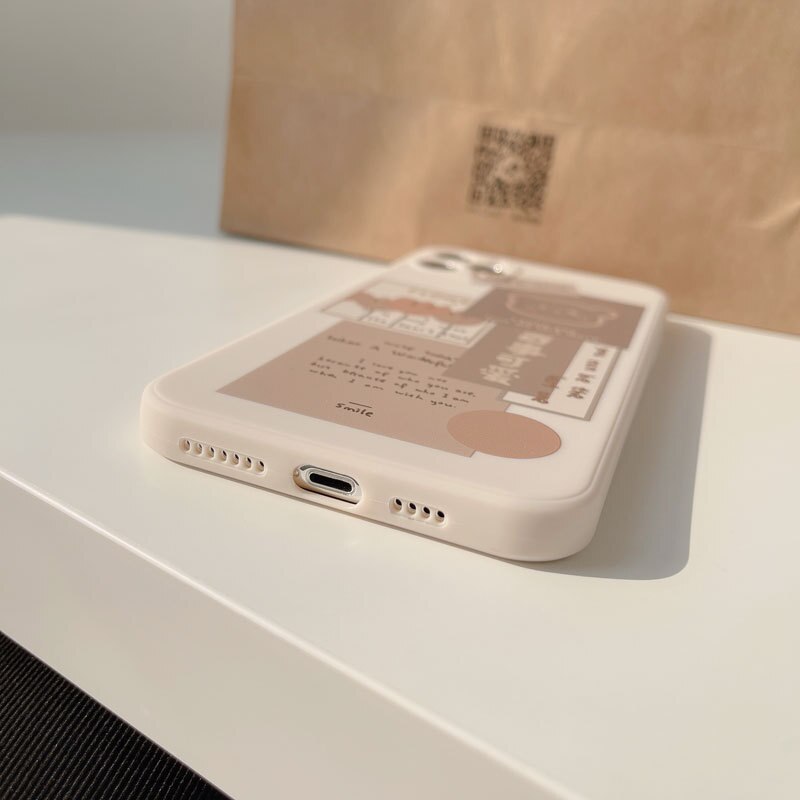 Coque de Téléphone Beige Esthétique Ours Collage