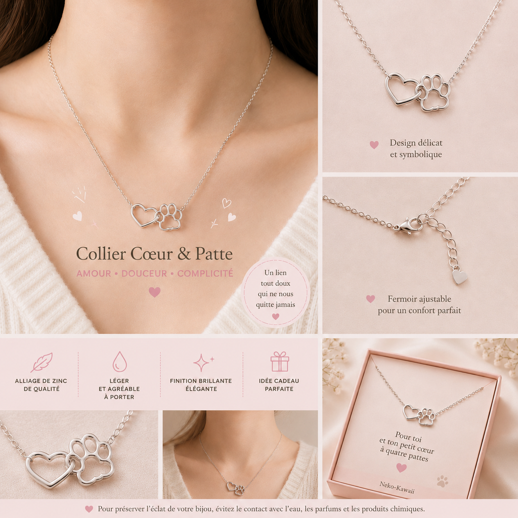 Collier en Cœur et Patte