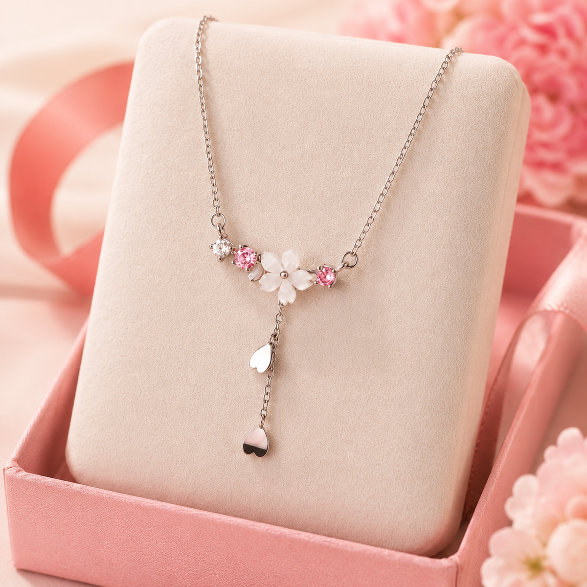 Collier en Fleur de Sakura Délicat
