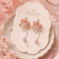 Boucles d'Oreilles Fleurs Perlées en Cascade
