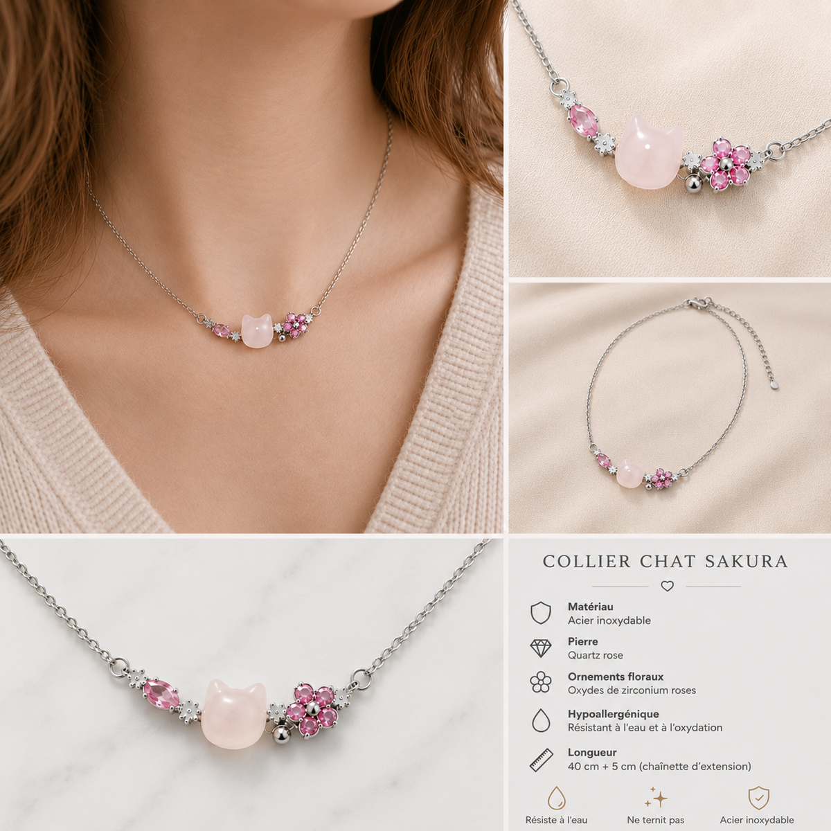 Collier de Chat Sakura Floral