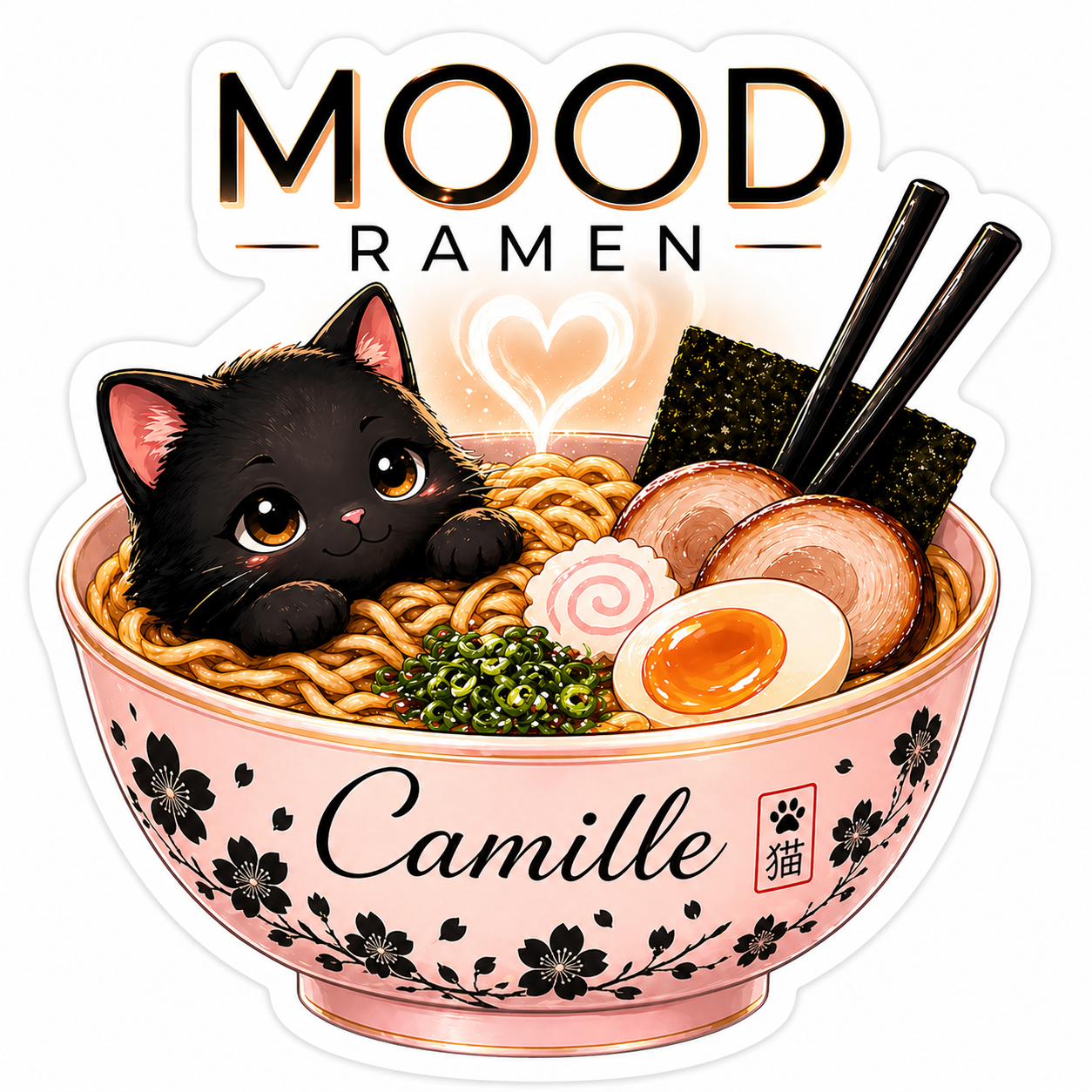 Sticker prénom personnalisé Mood  Ramen 8 cm