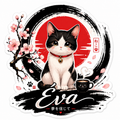 Sticker Chat Noir et Blanc Eva Sakura