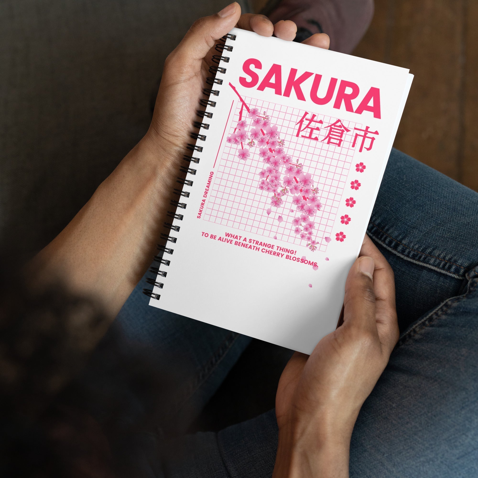 Carnet Esthétique Sakura à Grille Rose Vif