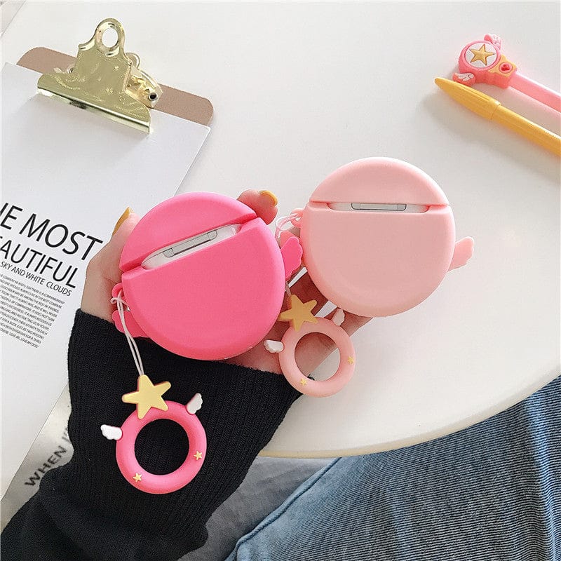 Coque AirPods en Silicone Rose à Étoile et Ailes