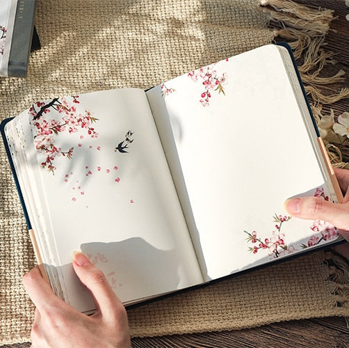 Carnet Artistique Sakura et Oiseau Bleu Marine