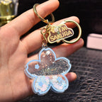 Porte-clés Sakura fleur de cerisier à sable mouvant liquide - Câlin Kawaii