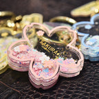 Porte-clés Fleur de Cerisier Rose à Paillettes Scintillantes