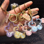 Porte-clés Fleur de Cerisier Rose à Paillettes Scintillantes