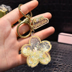 Porte-clés Fleur de Cerisier Rose à Paillettes Scintillantes