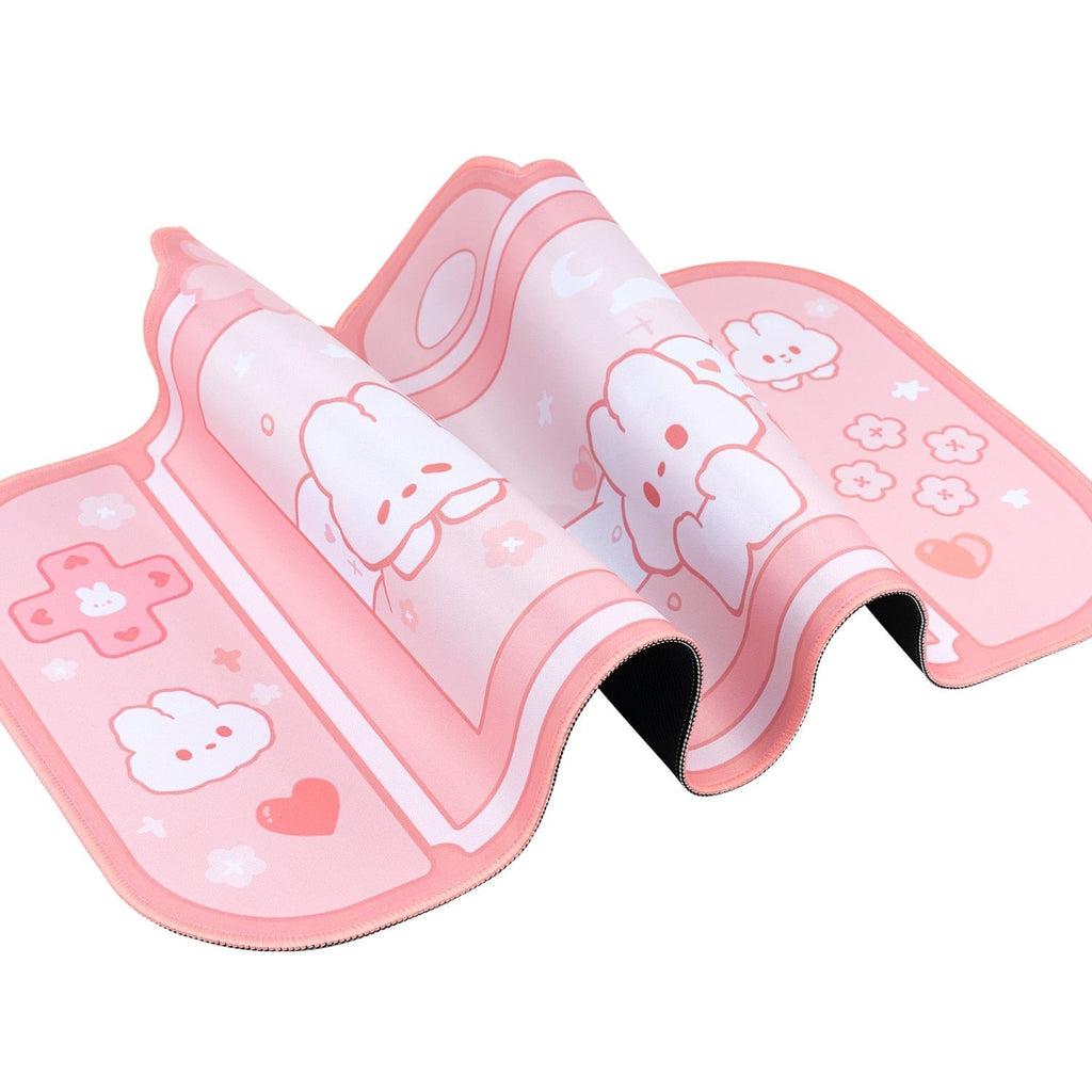 Tapis de Souris Rose Pâle Design Console Lapins Mignons