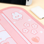 Tapis de Souris Rose Pâle Design Console Lapins Mignons