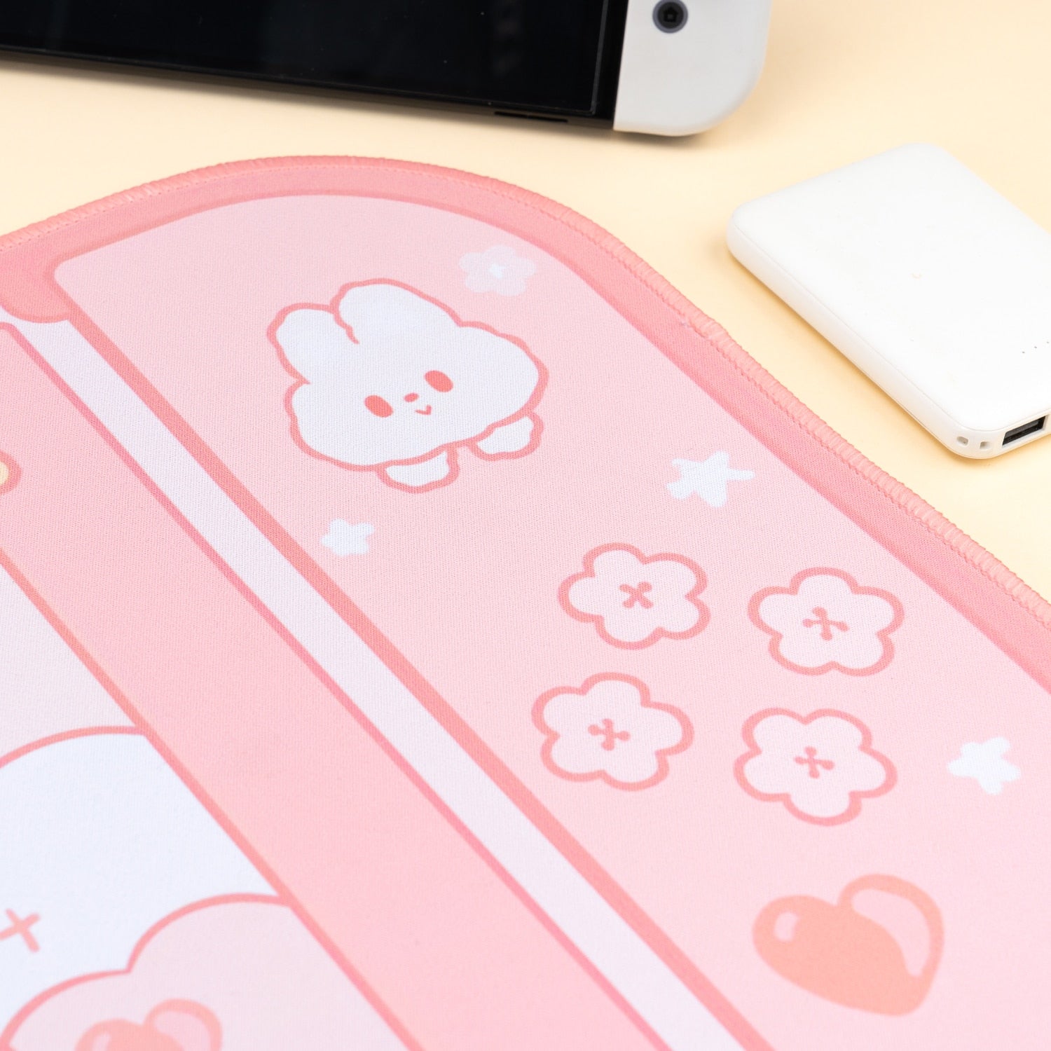 Tapis de Souris Rose Pâle Design Console Lapins Mignons