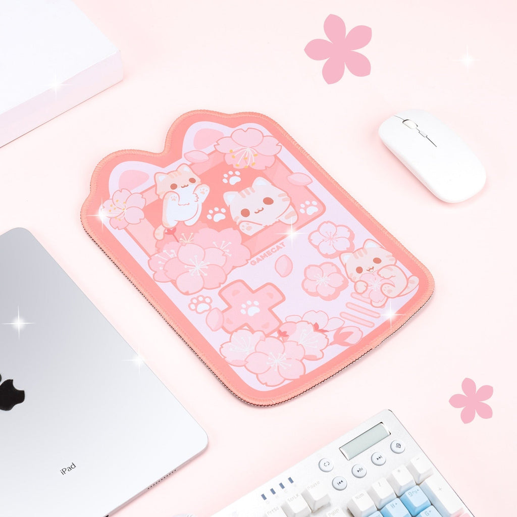 Tapis de Souris Rose Nuage Chats Kawaii et Sakura