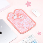 Tapis de Souris Rose Nuage Chats Kawaii et Sakura