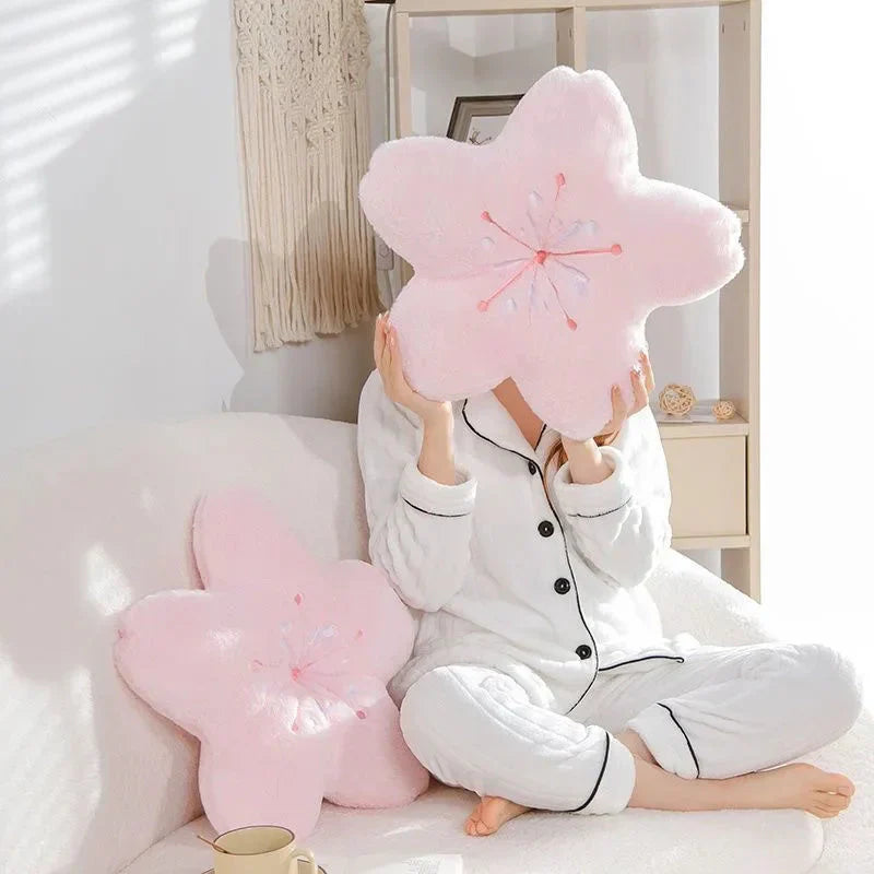 Coussin en Peluche Sakura Rose Pâle