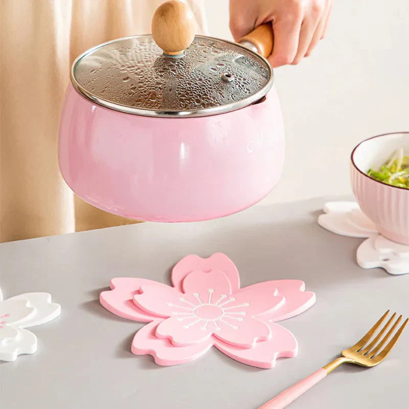 Dessous de Plat en Silicone Rose Fleur de Cerisier